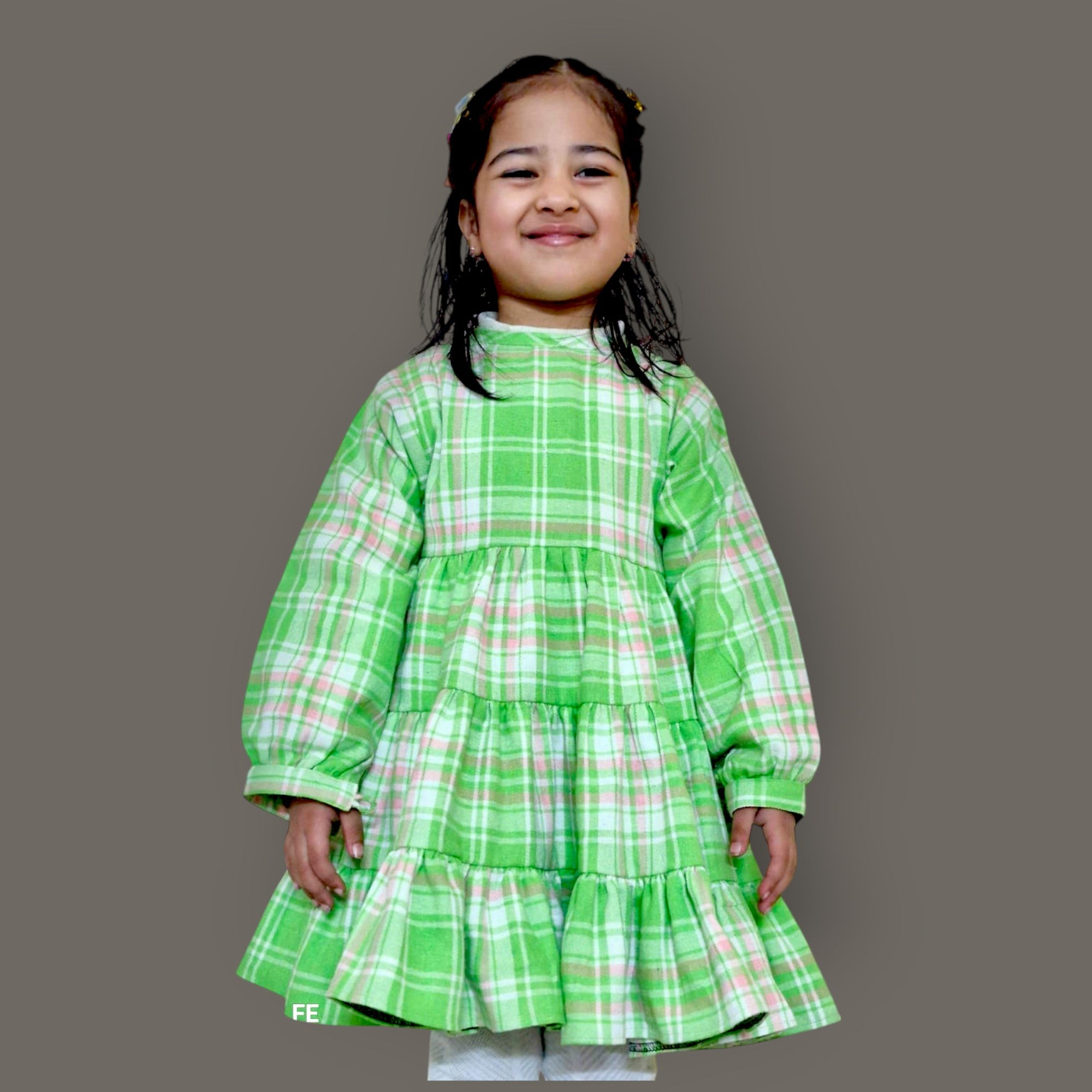 Cotton Flannel Plaid Dress for Girls Layered Button Down with Snap B Tokabear Cotton Flannel Plaid Dress for Girls Layered Button Down with Snap B Tokabear