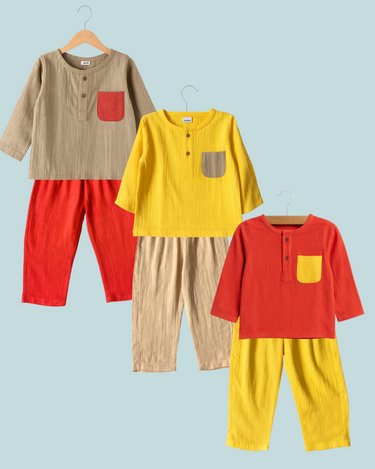 Full Sleeve Muslin Sets - Combo of 3 Sets