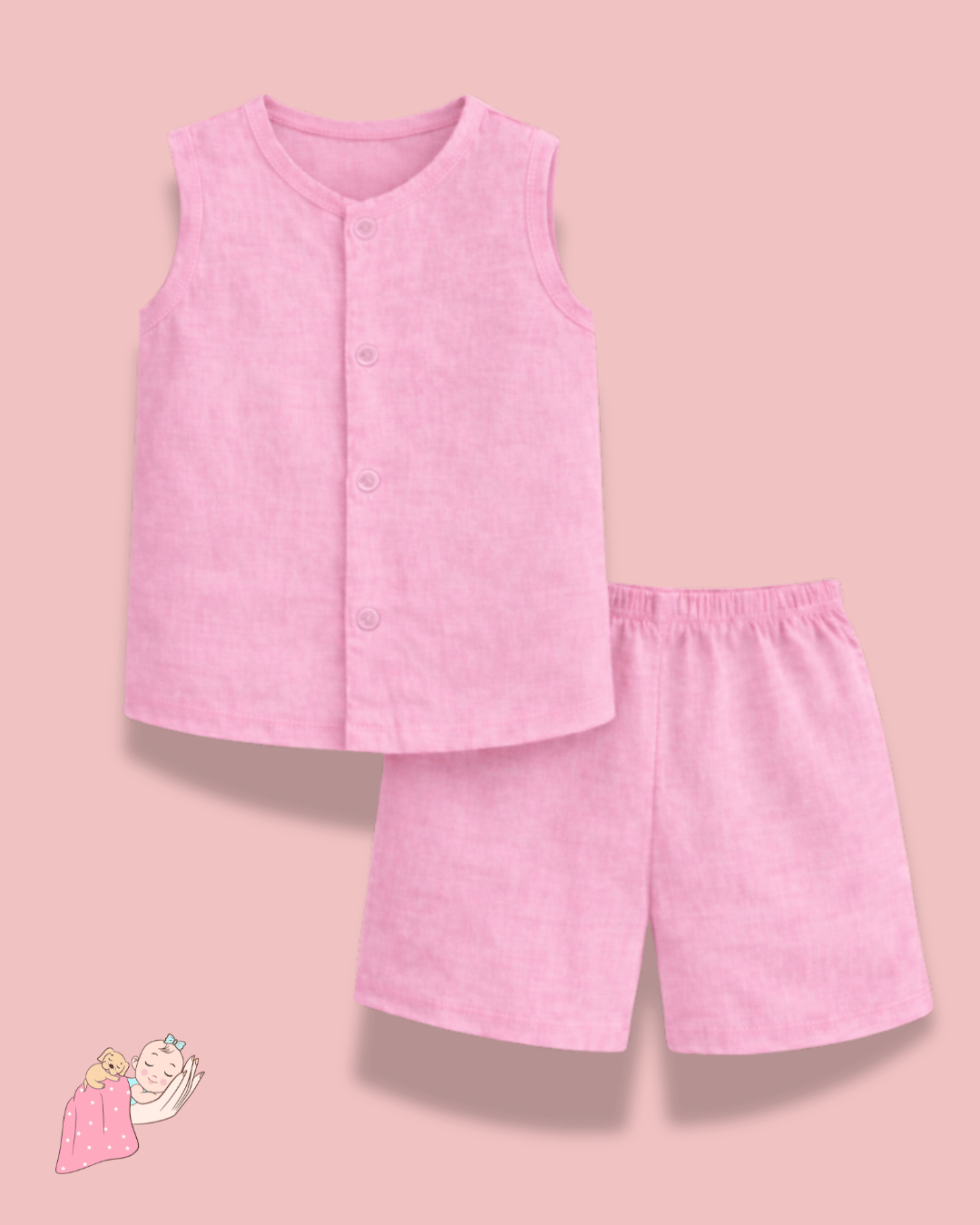 Premium Organic Muslin Sleep Shorts Set | Unisex | Solid Colours | Hypoallergenic | Soft & Breathable Cotton Nightwear (0–12 Years)