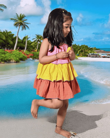 100% Organic Cotton Sunset Bloom Layered Dress
