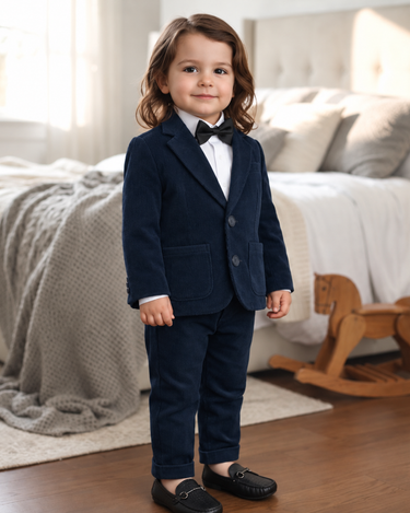 Premium Cotton | Only Organic | Cotton | Winters | Cotton Corduroy | Blazer Set | Coord | Top + Bottoms | Safe | Blue
