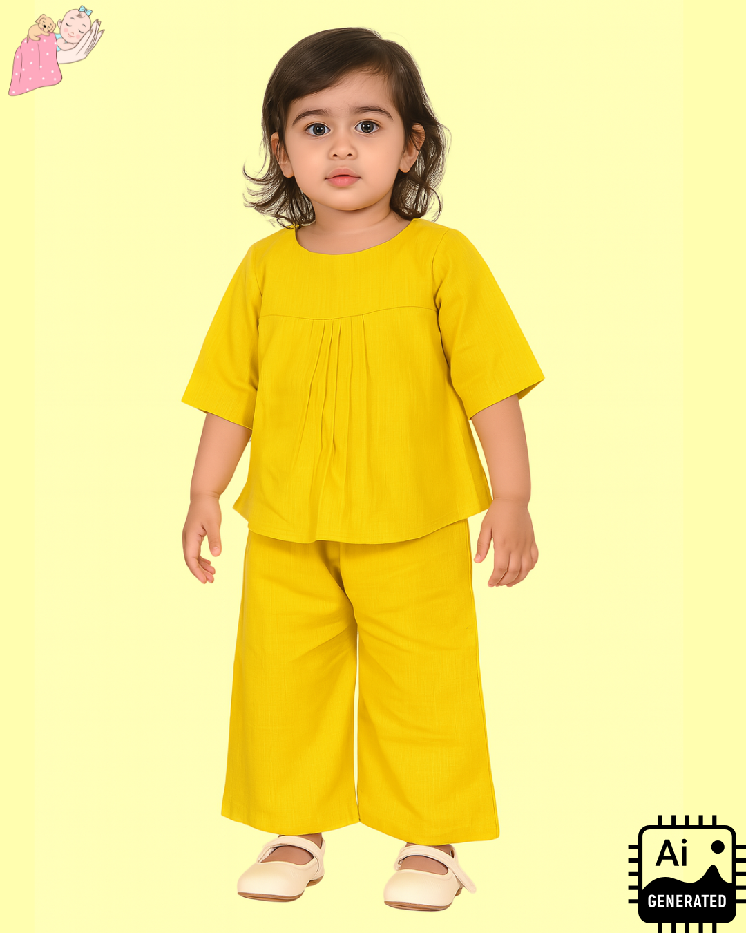 Muslin Short Kurta with Flared Pants Co-ord Set - Mustard