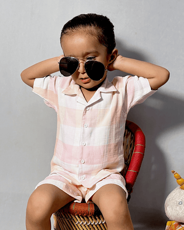Short Sleeve Resort Collar Shirt with Shorts - Unisex Muslin Co-ord Set