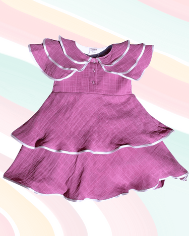 Organic Cotton Layered Peter Pan Collar Dress with Double Flare