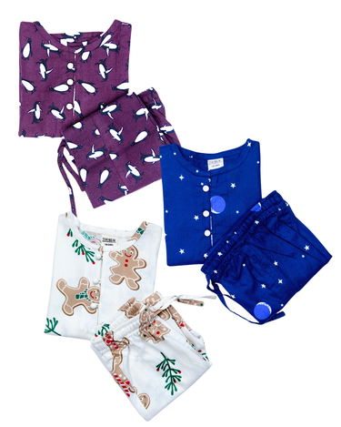 Cotton Flannel Co-ord Set for Winters - Combo of 3 Sets