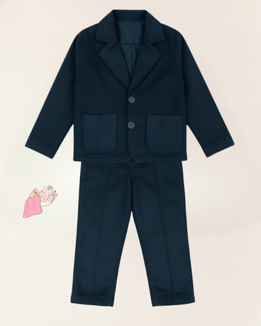 Premium Cotton | Only Organic | Cotton | Winters | Cotton Corduroy | Blazer Set | Coord | Top + Bottoms | Safe | Blue