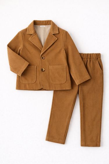 Premium Cotton | Only Organic | Cotton | Winters | Cotton Corduroy | Blazer Set | Coord | Top + Bottoms | Safe | Coffee Brown