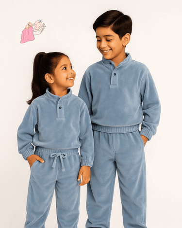 Pure Cotton | Cotton Velvet | Jhabla Set | Coord | Track Suit | Hypoallergenic | Blue