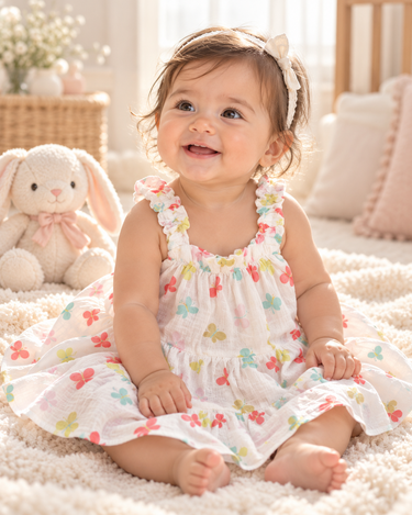 Fluttery Layered Onesie Dress for Baby Girls