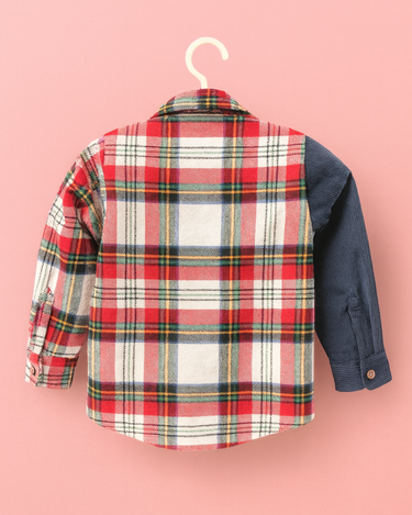 Cotton Flannel & Corduroy Shirt for Kids – Front Placket with Patched Pocket