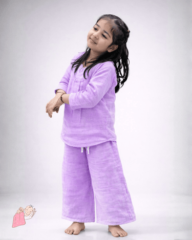 Muslin Short Kurta with Flared Pants Co-ord Set