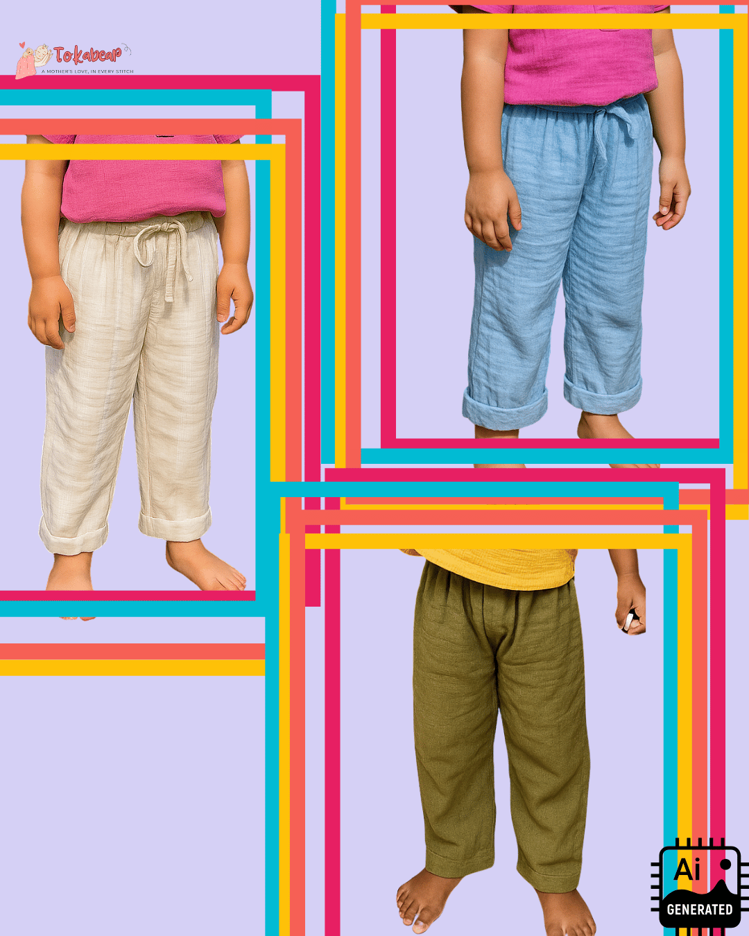 Organic Cotton Muslin Bottoms with Adjustable Waistband (Set of 3)