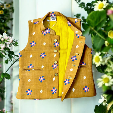 Cotton Waistcoat for Kids – Floral in Sunshine Bloom