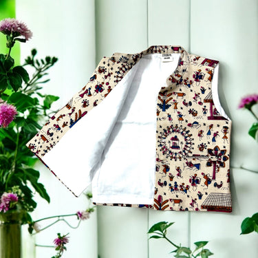 Kids' Ethnic Waistcoat – Folk in Wine