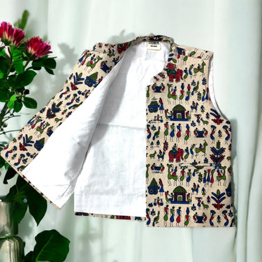 Ethnic Cotton Waistcoat- Green Tint House