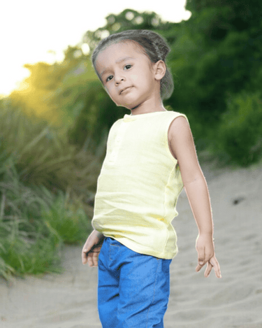 Sleeveless Unisex Muslin Henley Tee for Kids
