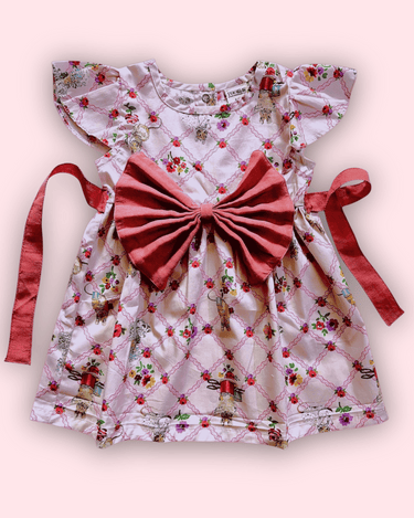 Charming Cotton Frock for Infants – With Bow Detail in Dreamland Darlings